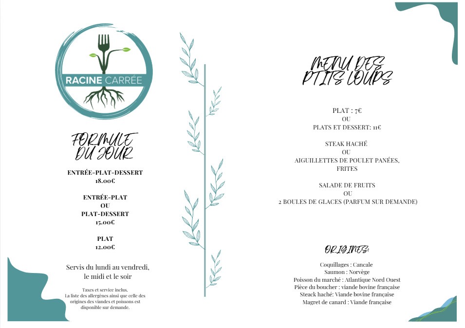 carte restaurant printemps été 2026 verso